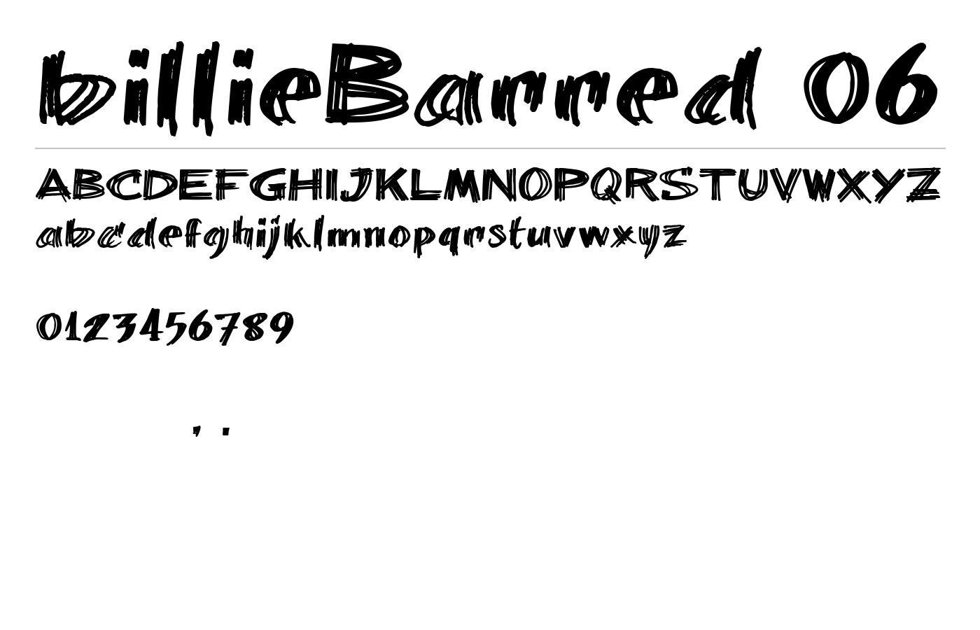 billieBarred 06 Font preview