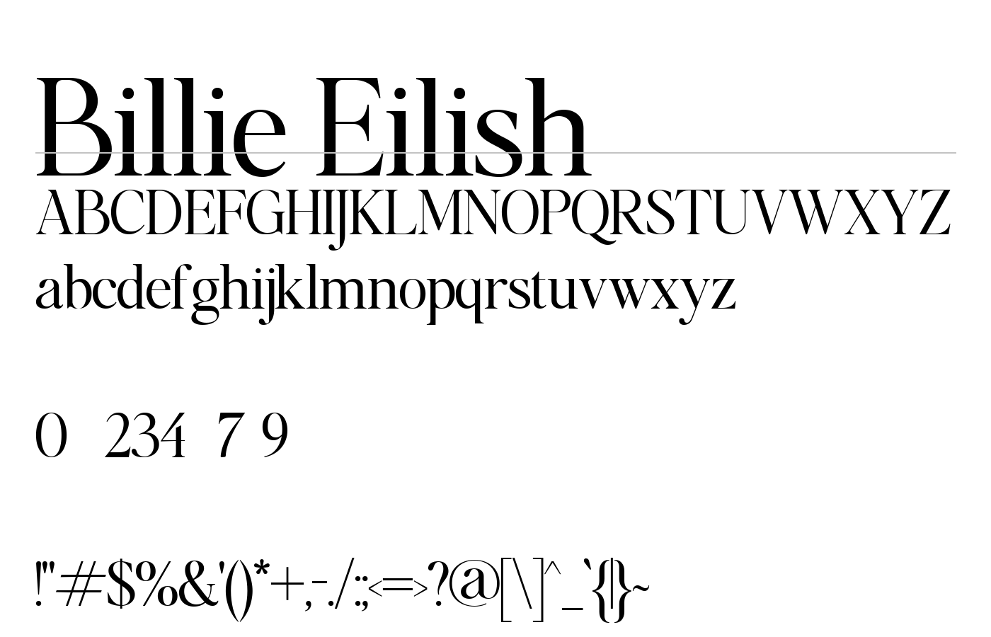 Billie Eilish Font preview
