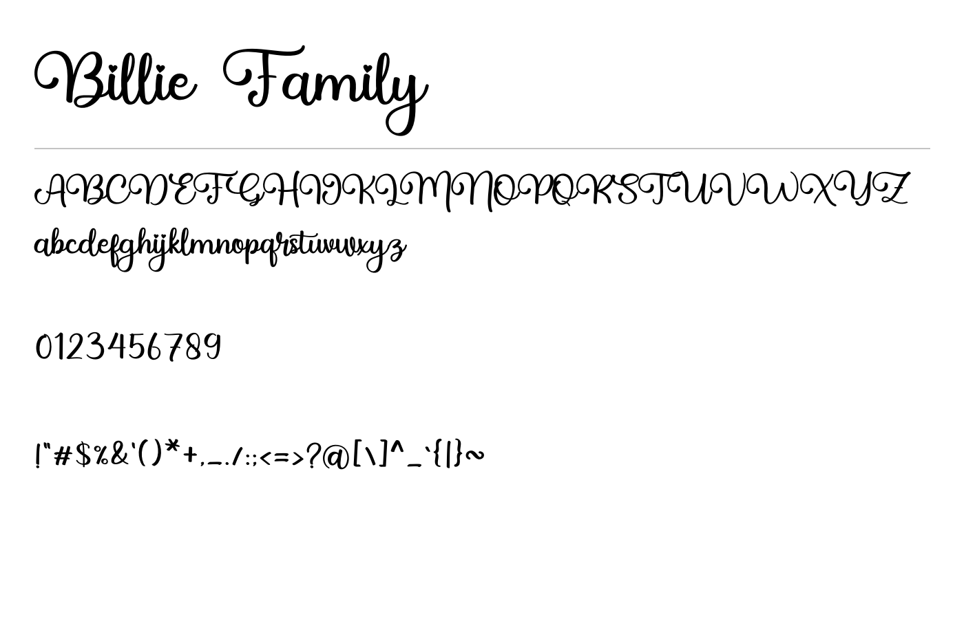 Billie Family Font preview