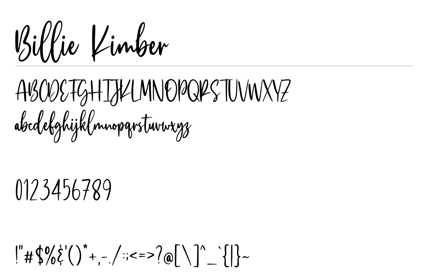 Billie Kimber Font preview
