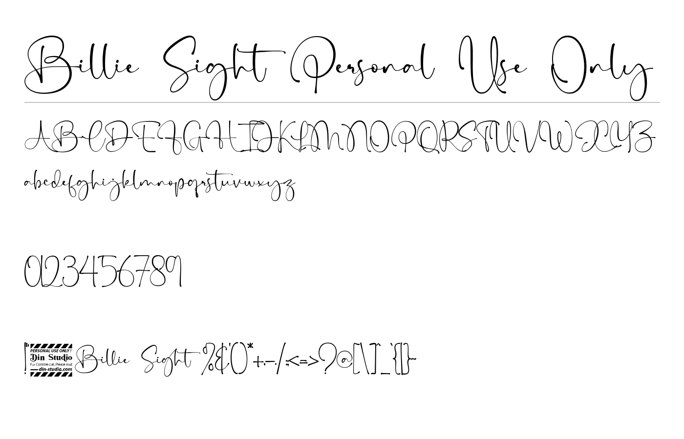 Billie Sight Personal Use Only Font preview