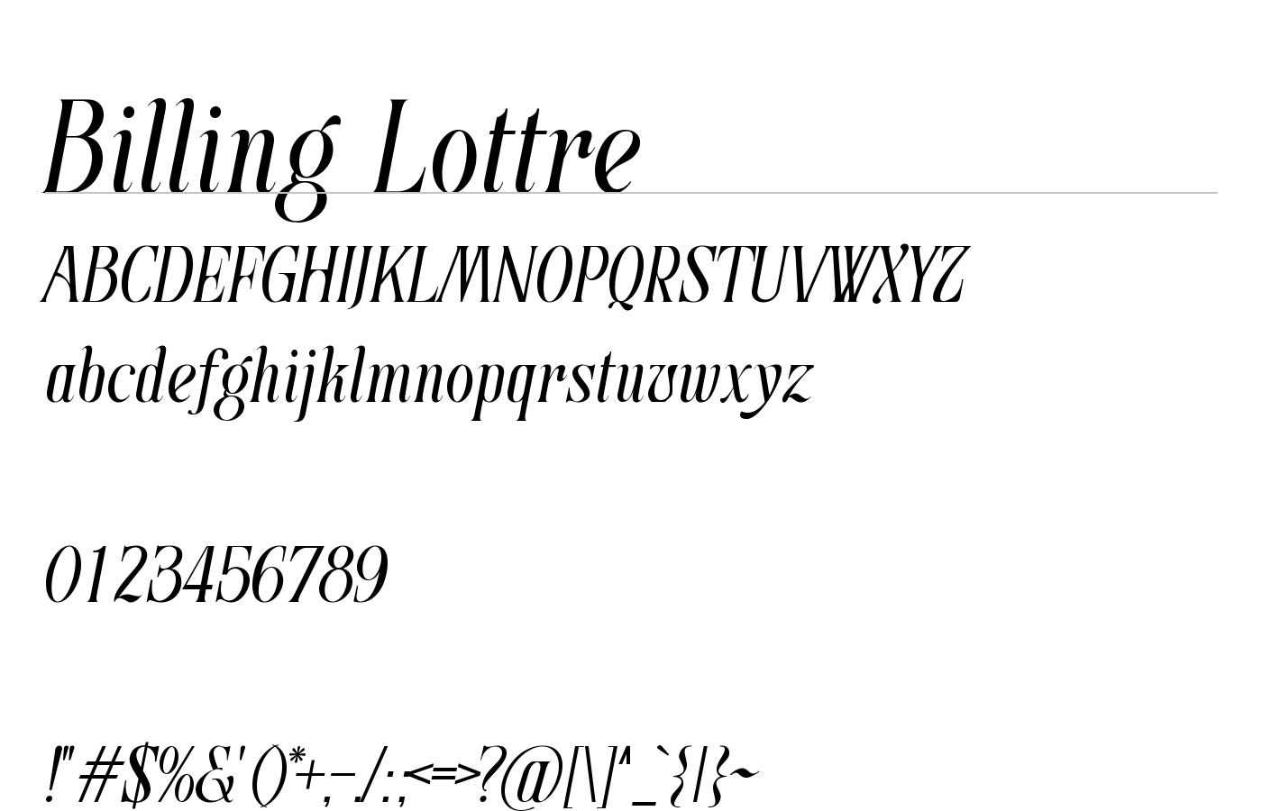 Billing Lottre Font preview
