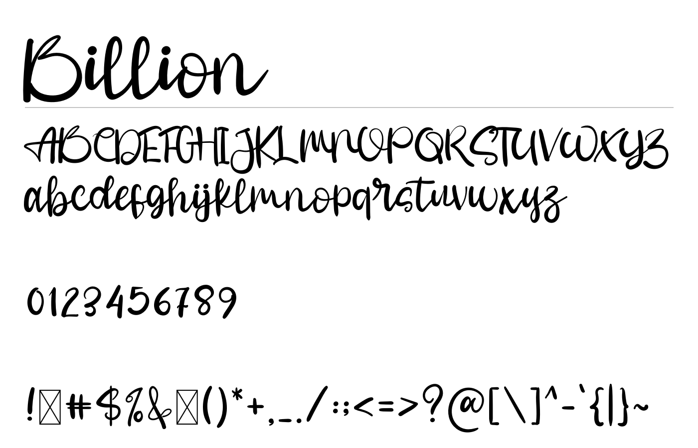 Billion Font preview