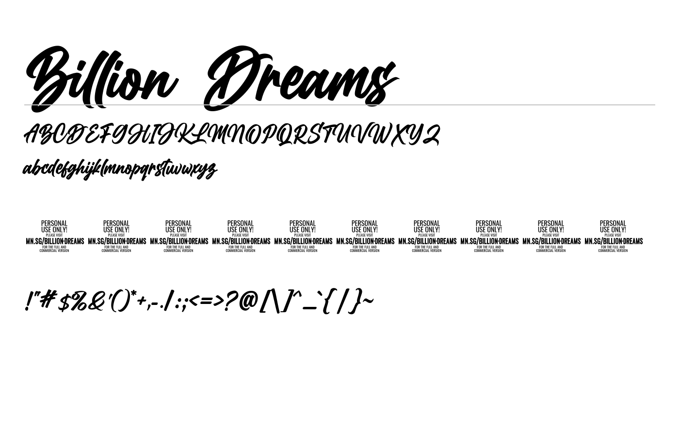 Billion Dreams Font preview
