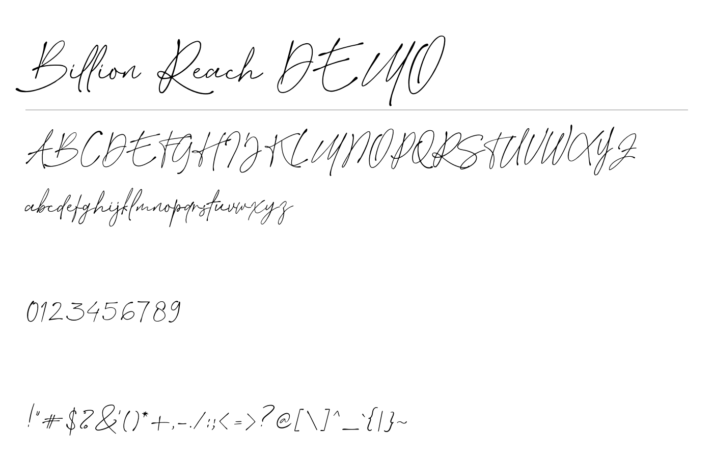 Billion Reach DEMO Font preview