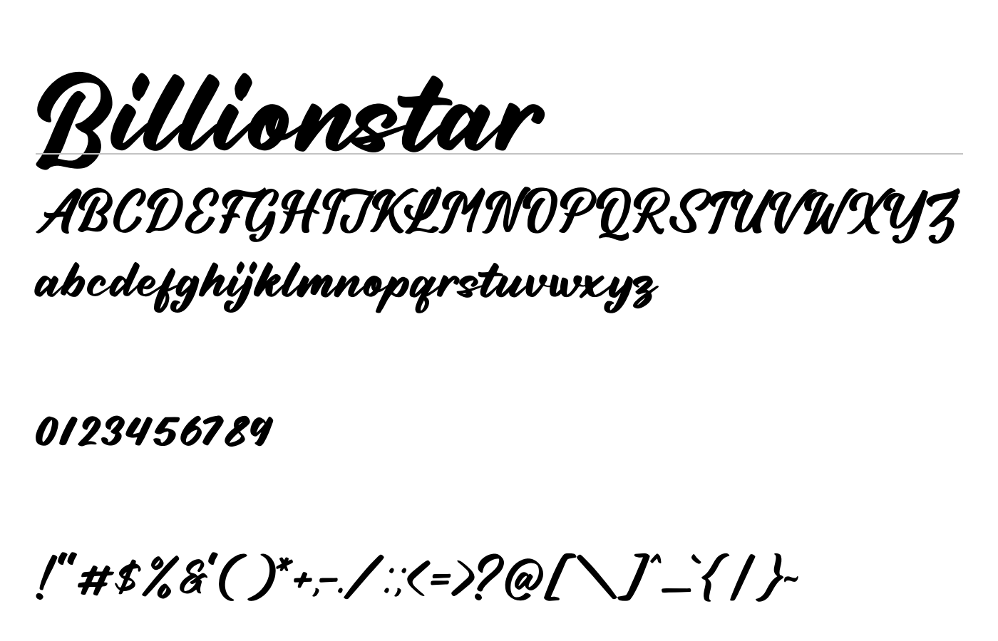 Billionstar Font preview