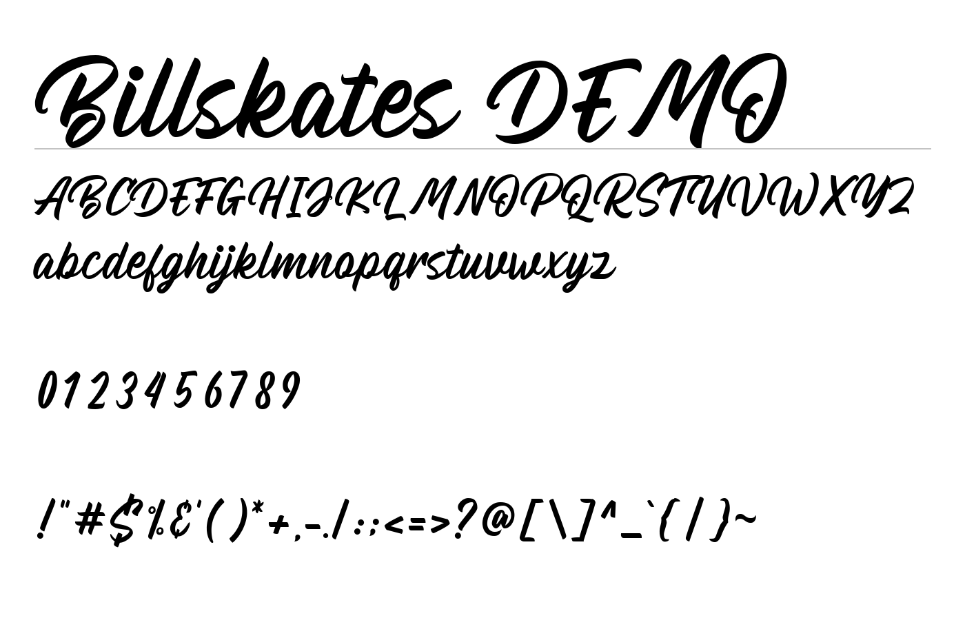 Billskates DEMO Font preview