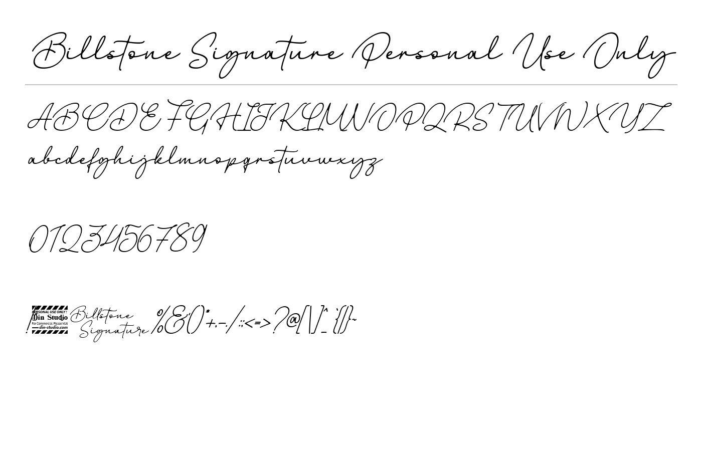 Billstone Signature PersonalUse Font preview