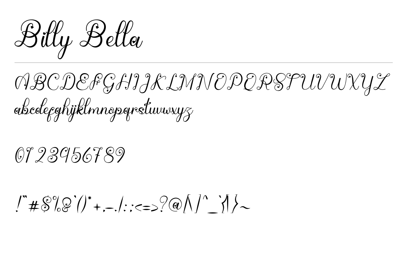 Billy Bella Font preview