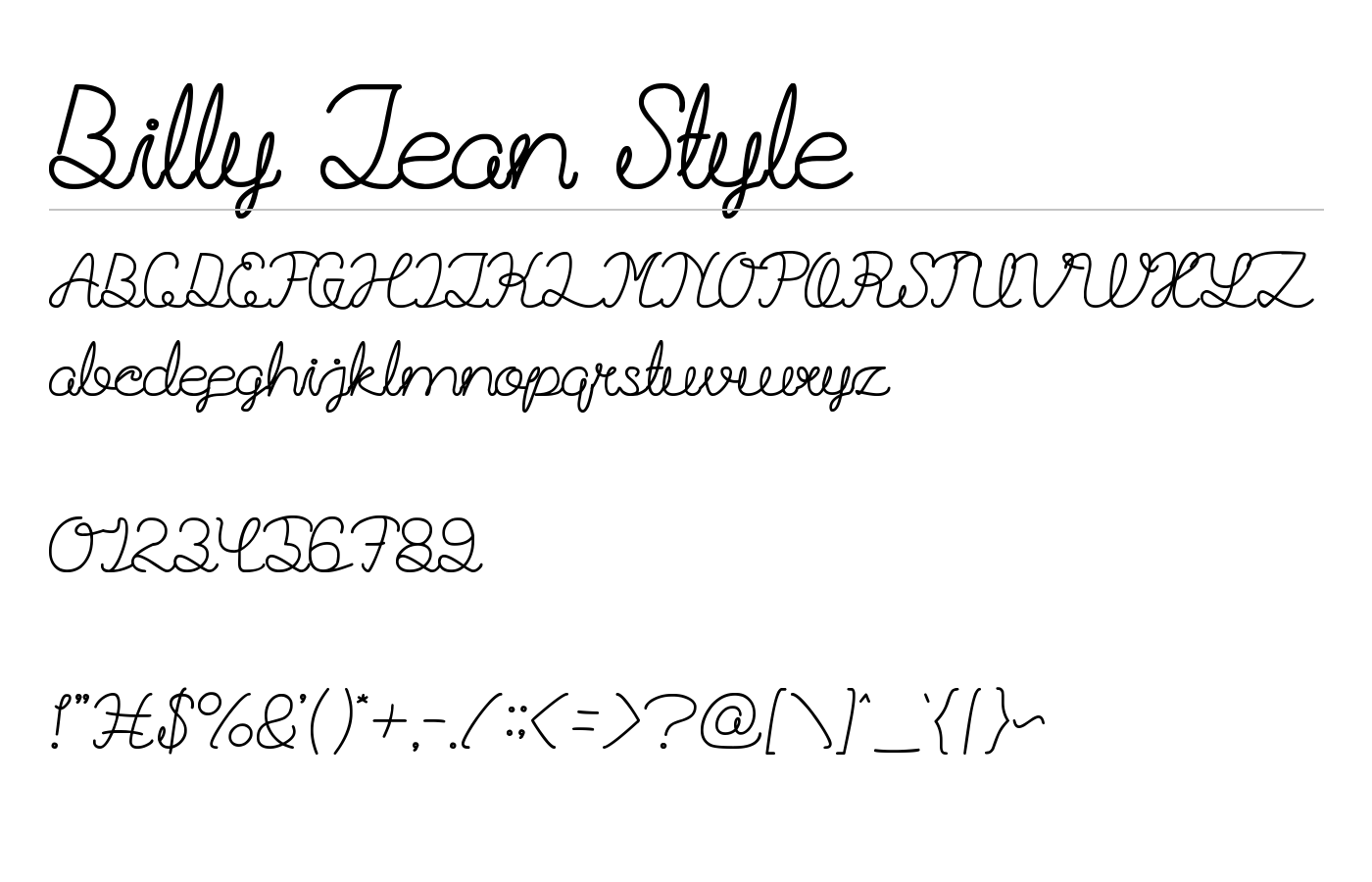 Billy Jean Style Font preview
