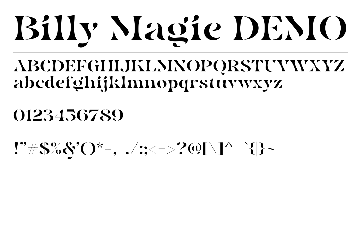 Billy Magie DEMO Font preview
