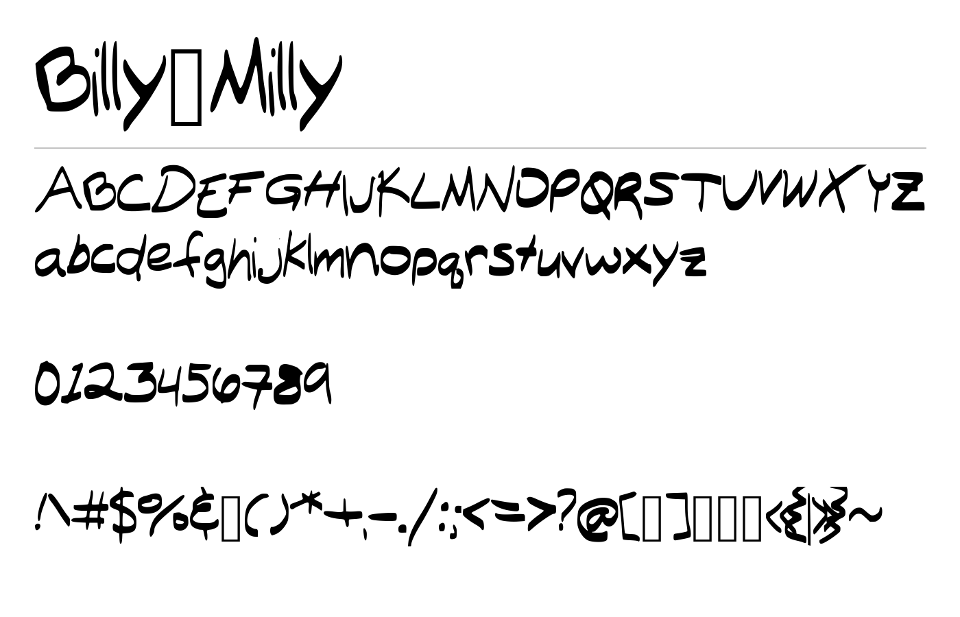 Billy_Milly Font preview