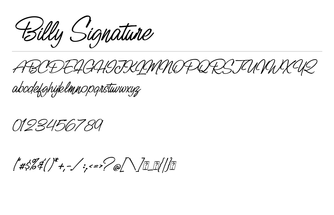 Billy Signature Font preview