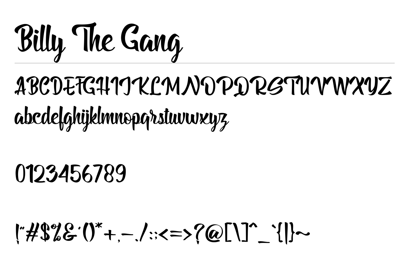 Billy The Gang Font preview