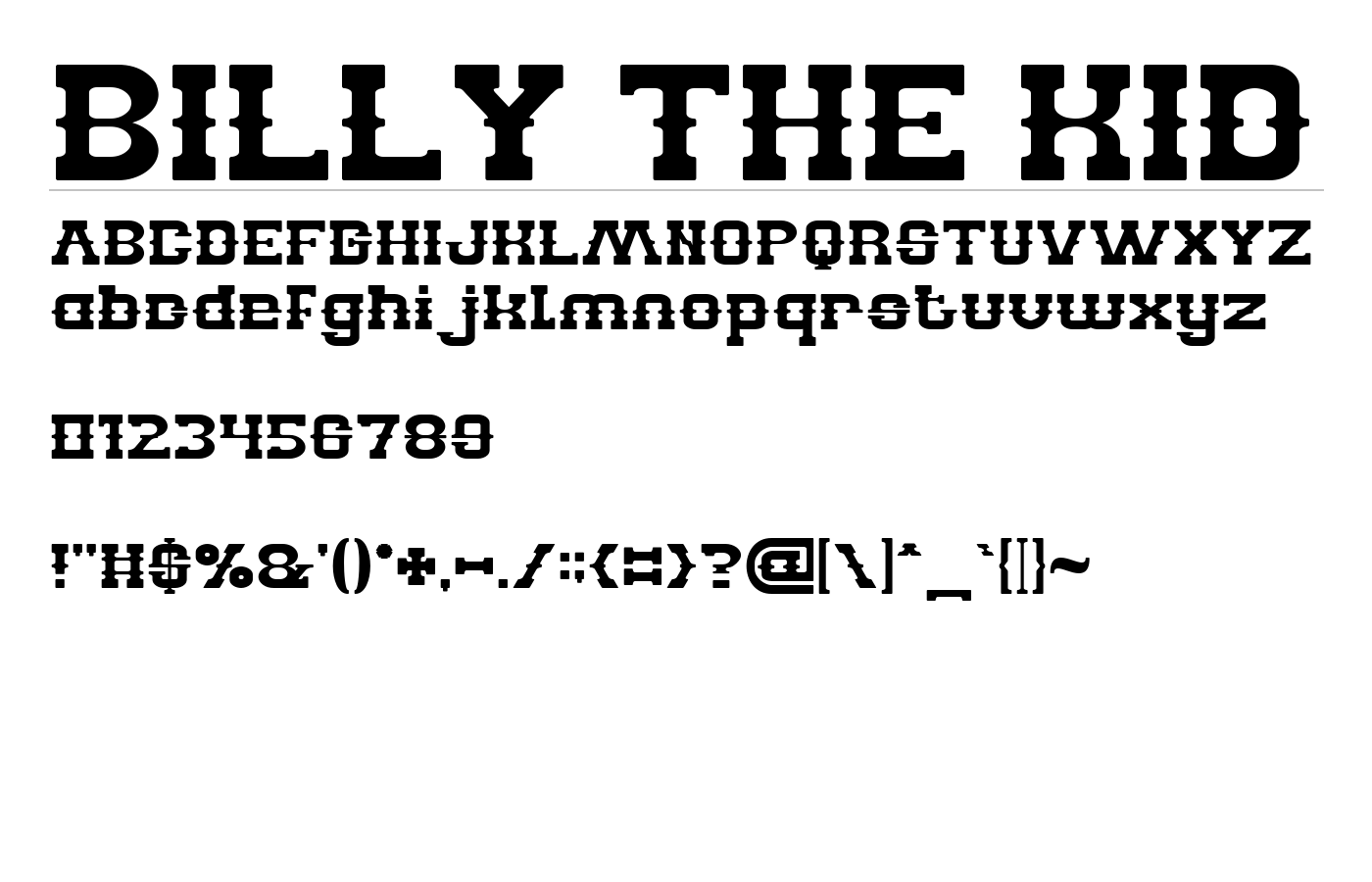 BILLY THE KID Font preview