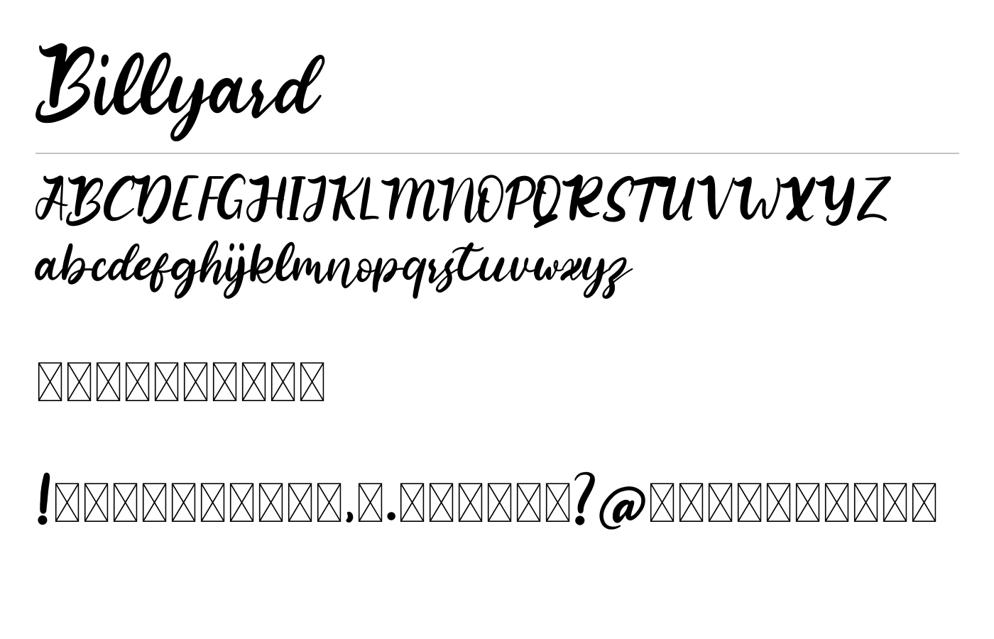 Billyard Font preview