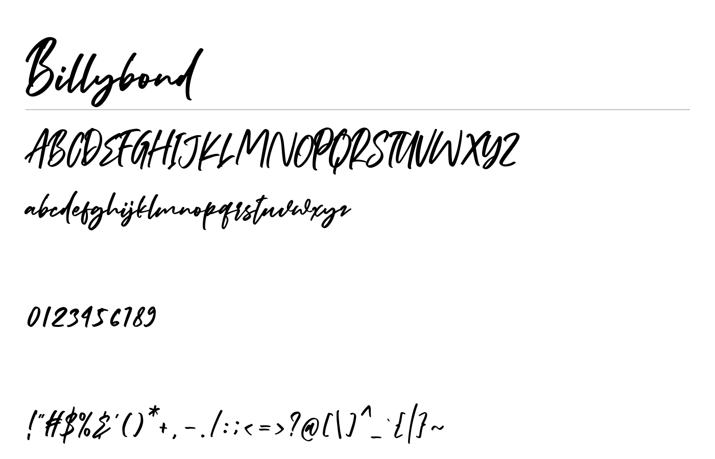 Billybond Font preview