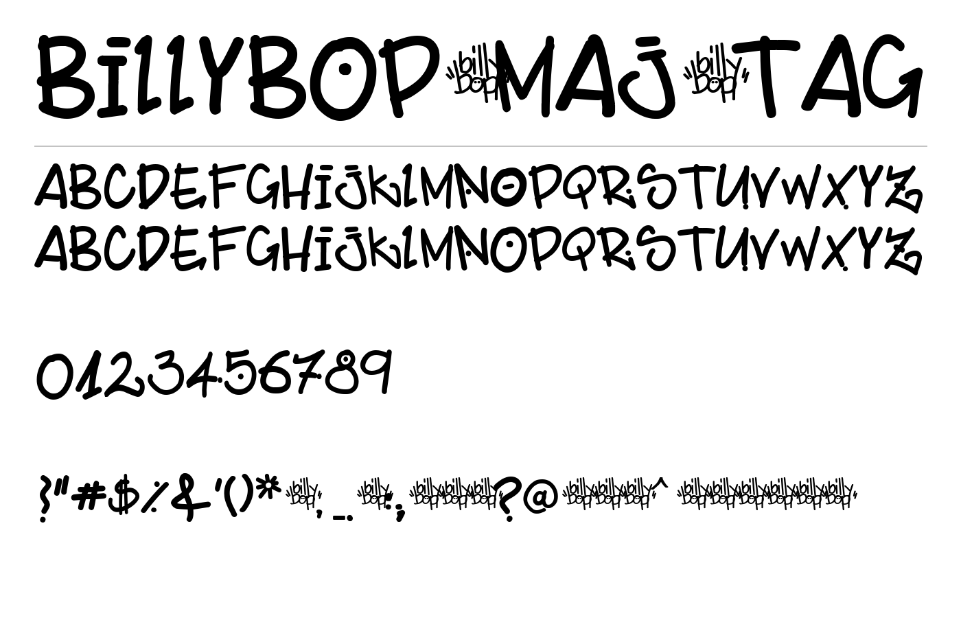 BillyBop_maj_tag Font preview