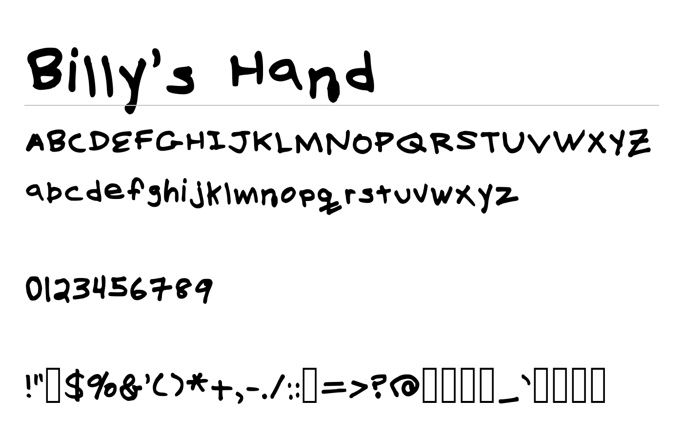 Billy's Hand Font preview