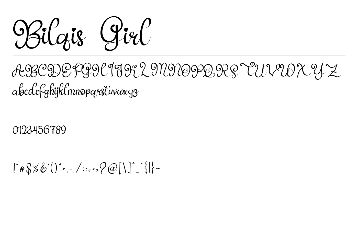 Bilqis Girl Font preview