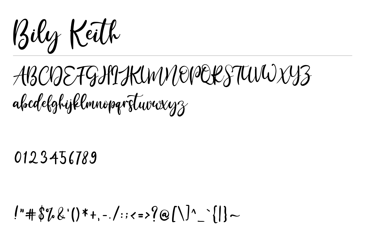 Bily Keith Font preview