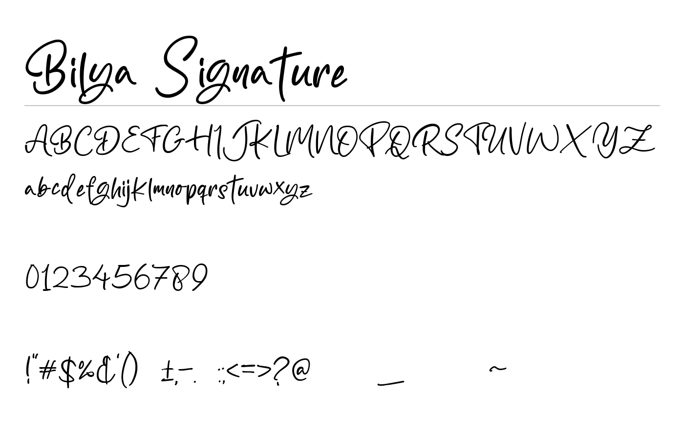Bilya Signature Font preview