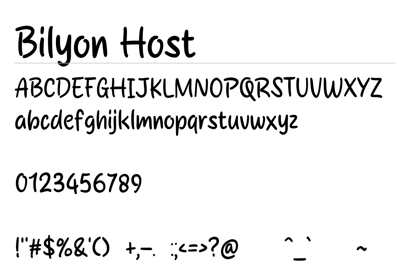 Bilyon Host Font preview
