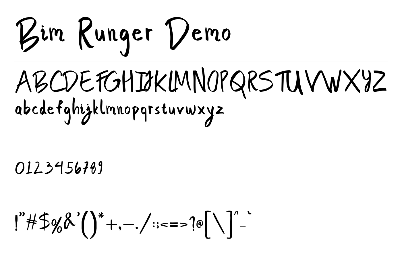 Bim Runger Demo Font preview