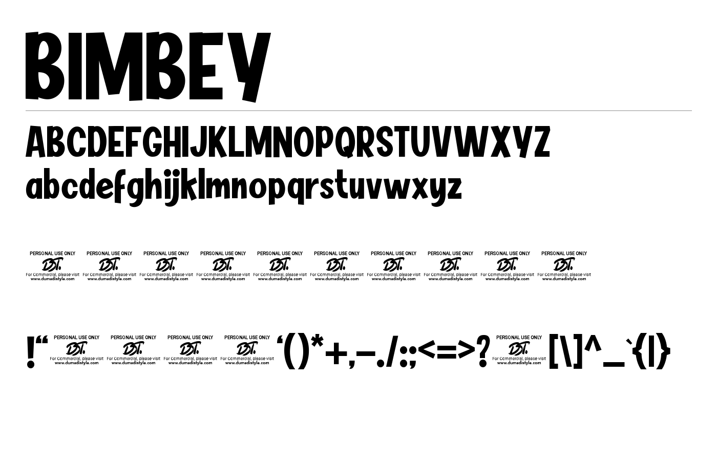 BIMBEY Font preview