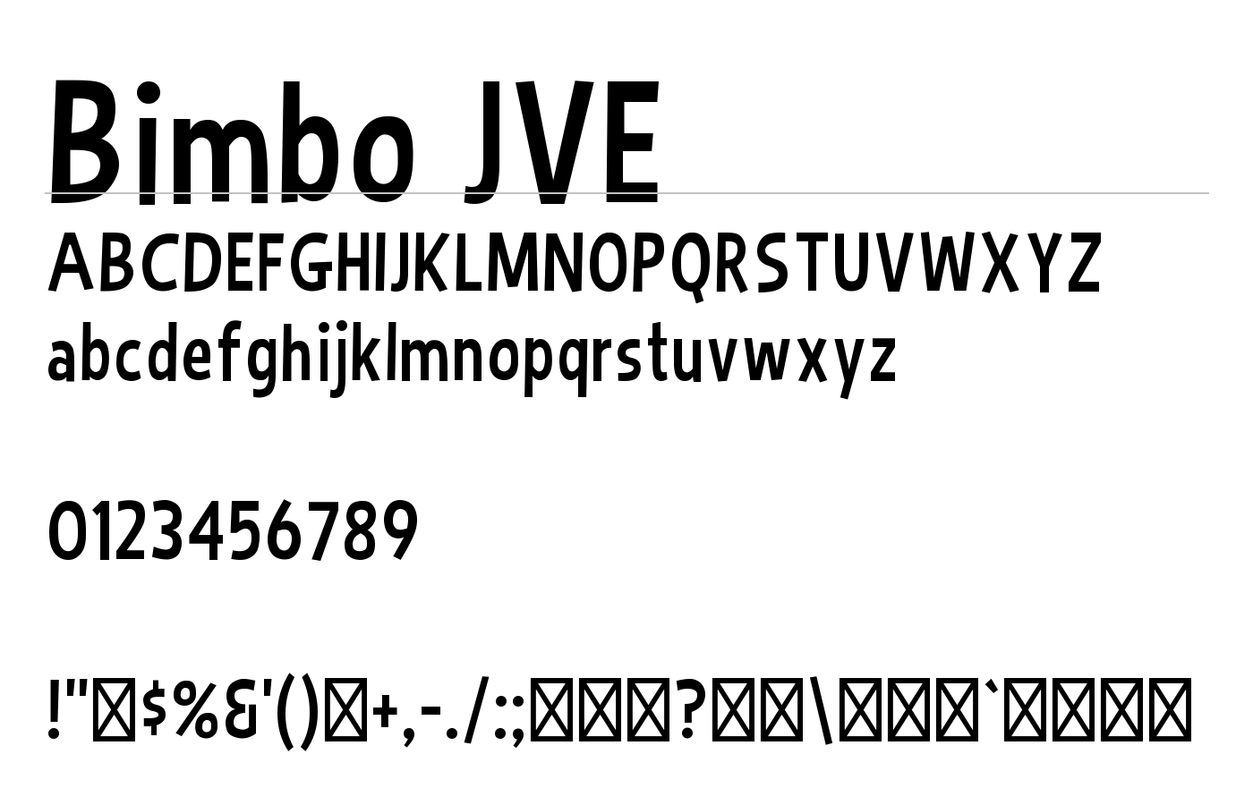 Bimbo JVE Font preview