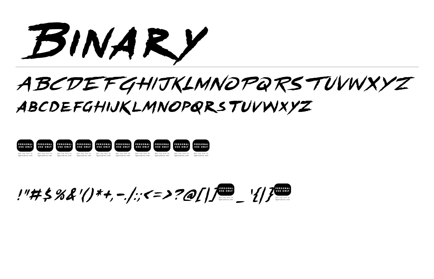 Binary Font preview