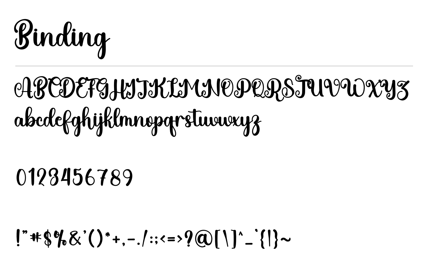 Binding Font preview