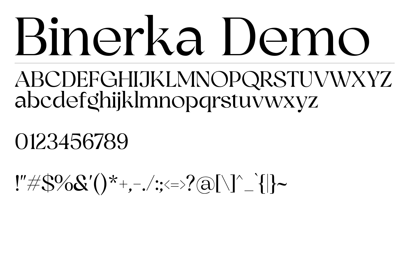 Binerka Demo Font preview