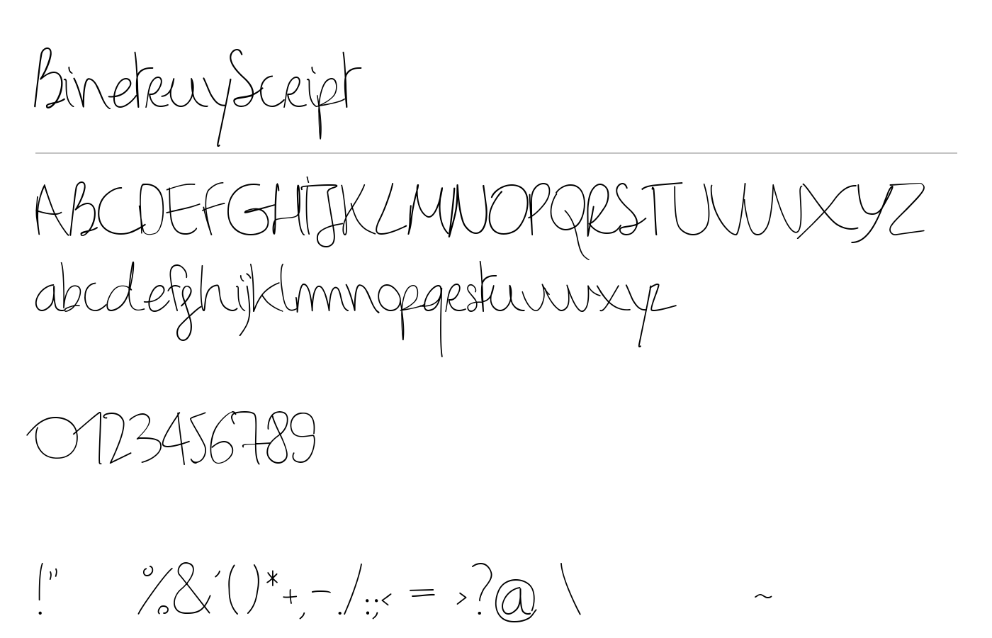 BinetruyScript Font preview