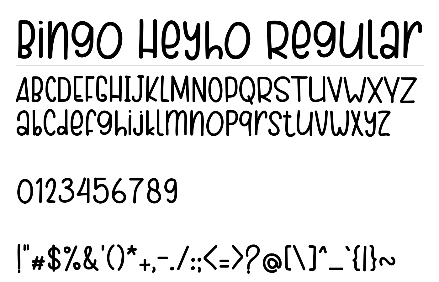 Bingo Heyho Regular Font preview