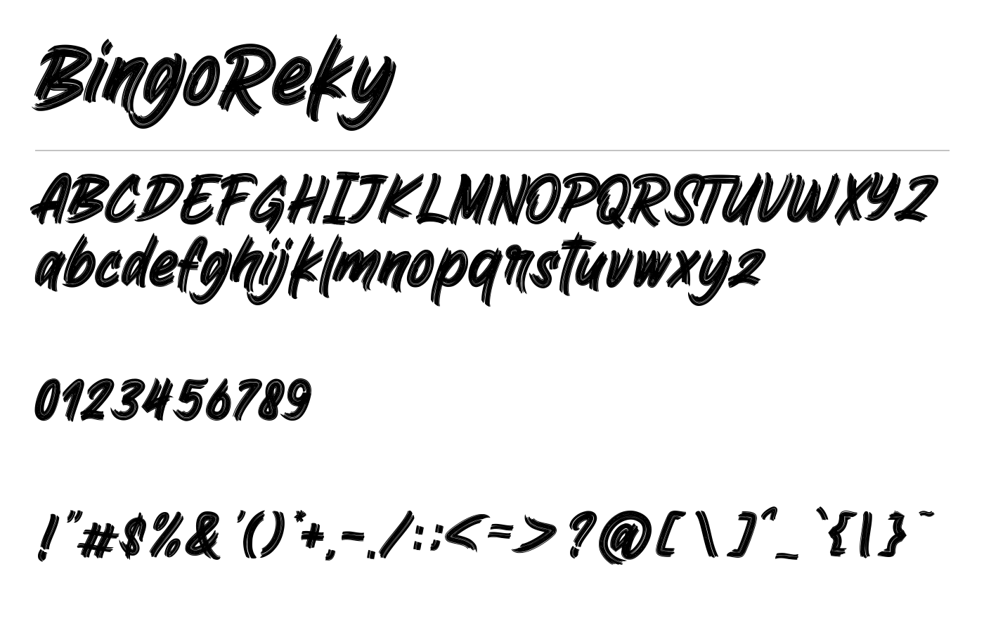 BingoReky Font preview