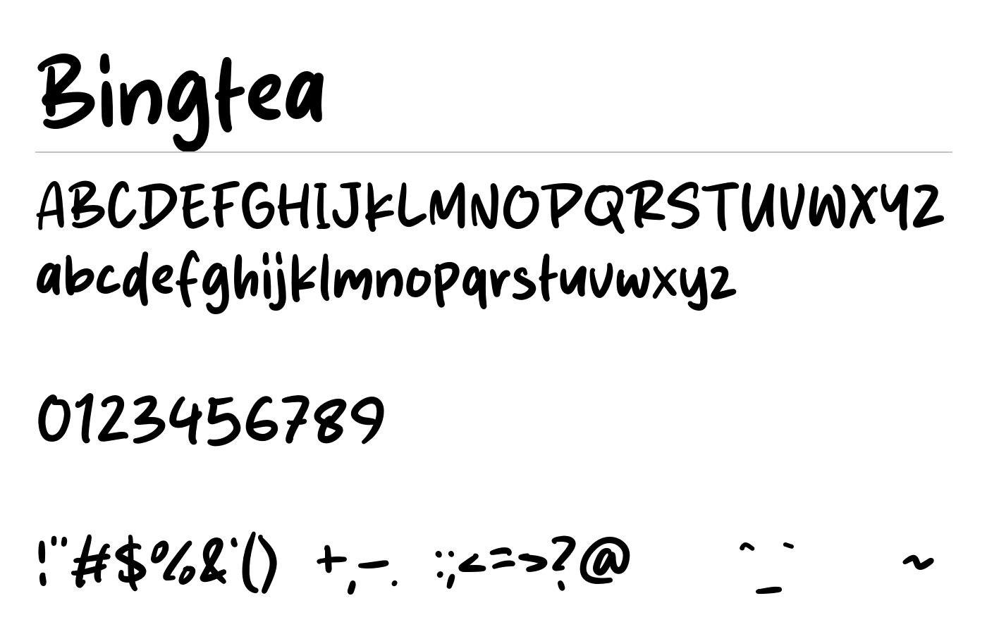Bingtea Font preview