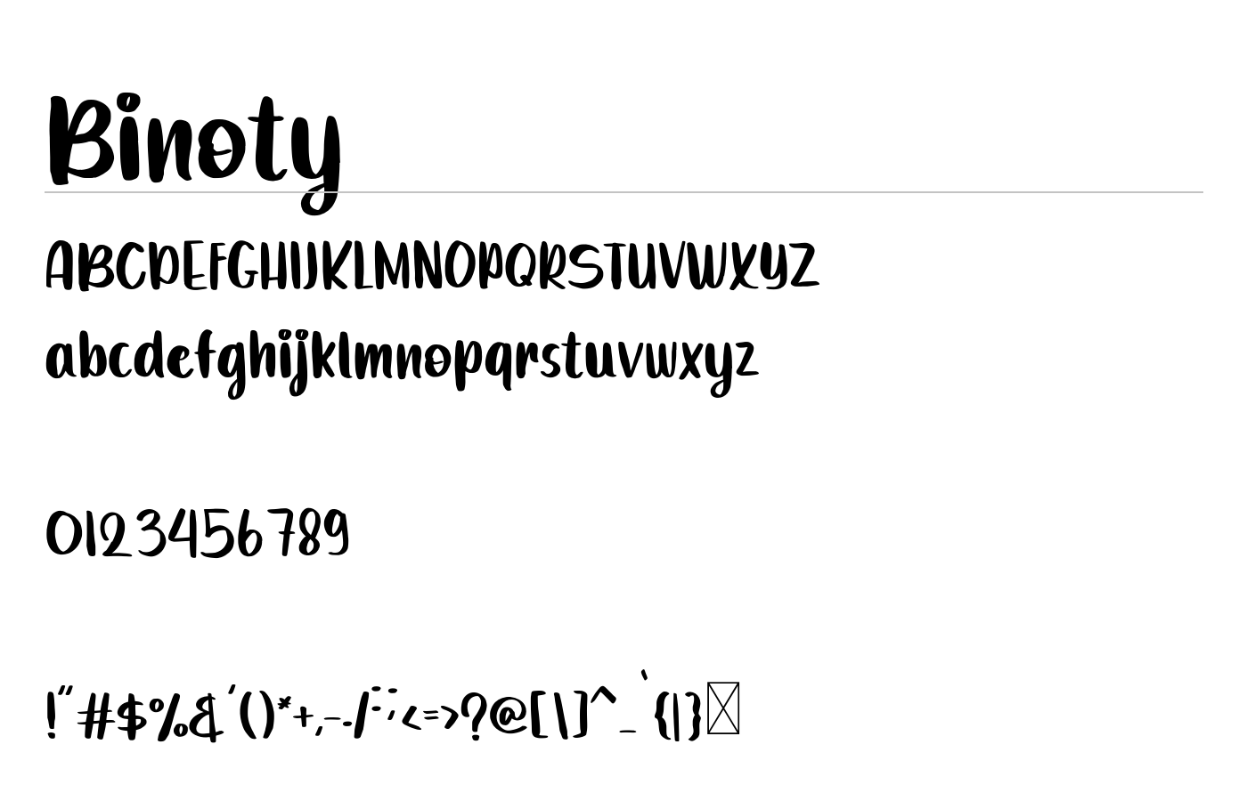 Binoty Font preview