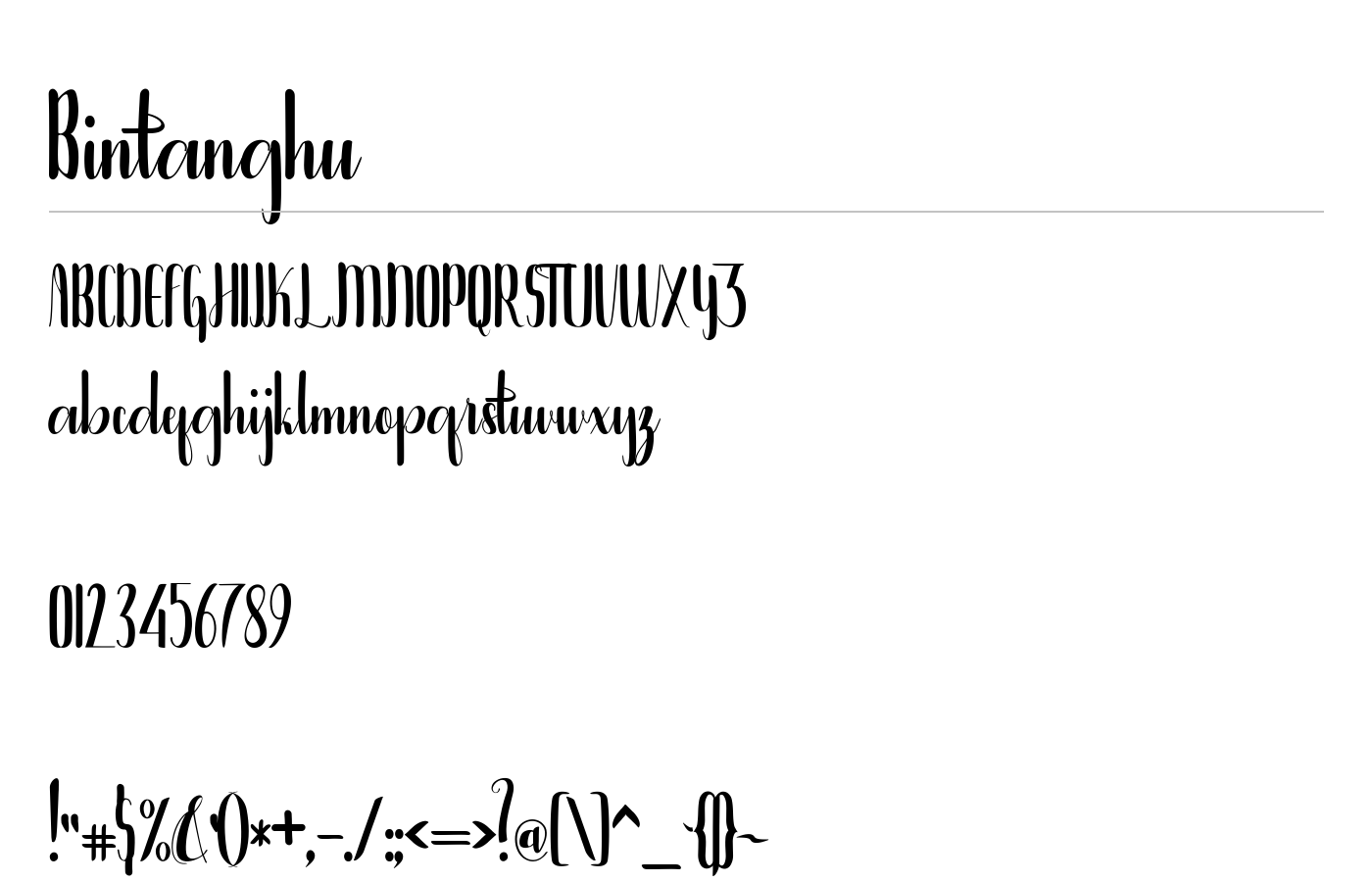 Bintanghu Font preview