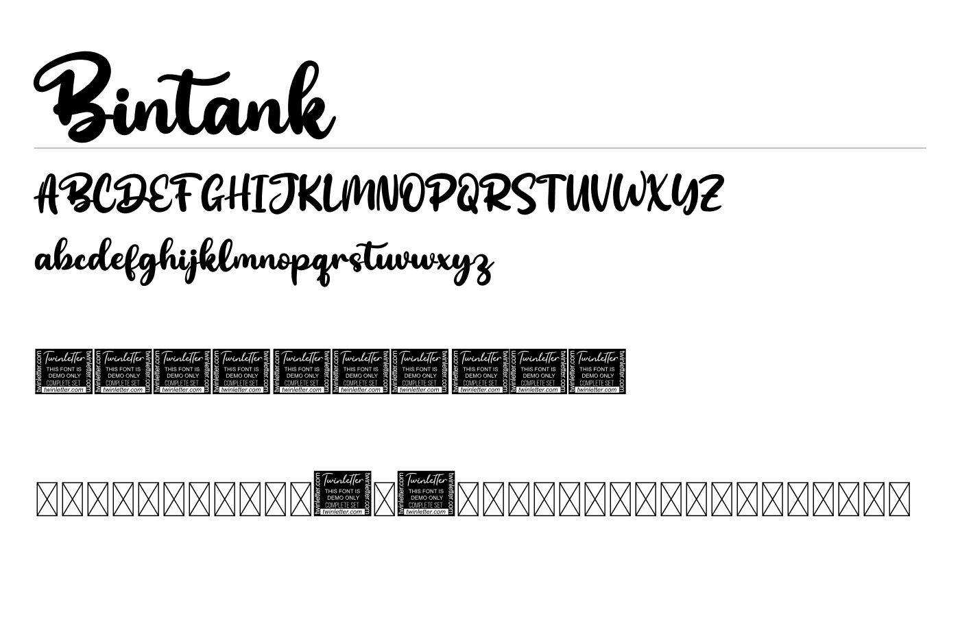Bintank Font preview