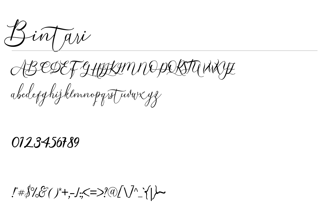 Bintari Font preview