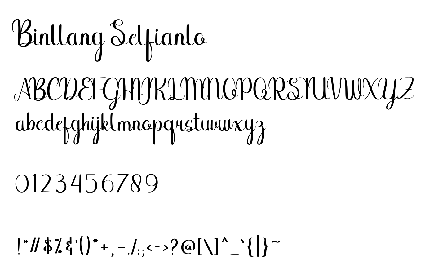 Binttang Selfianto Font preview