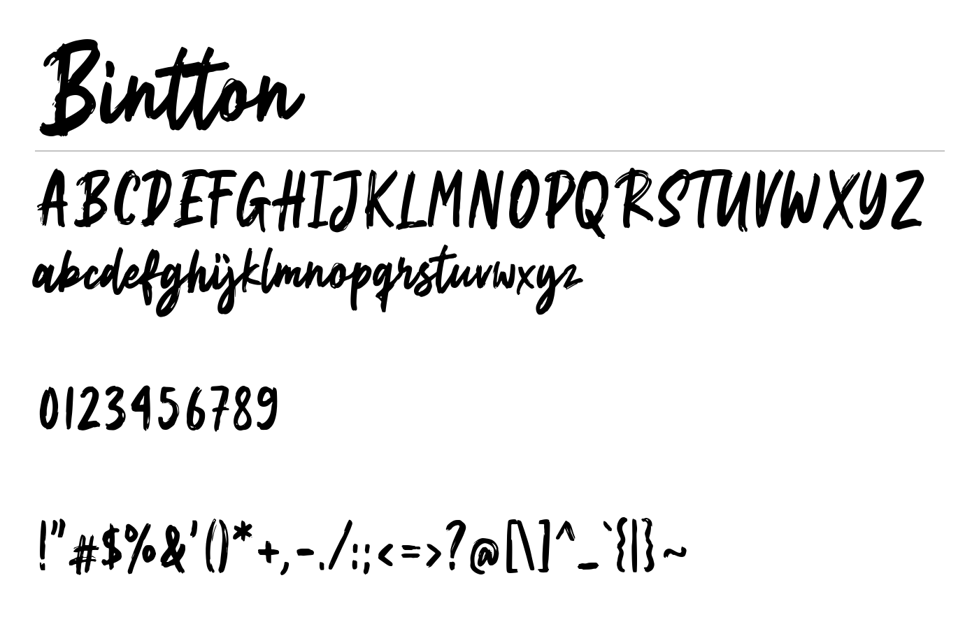 Bintton Font preview