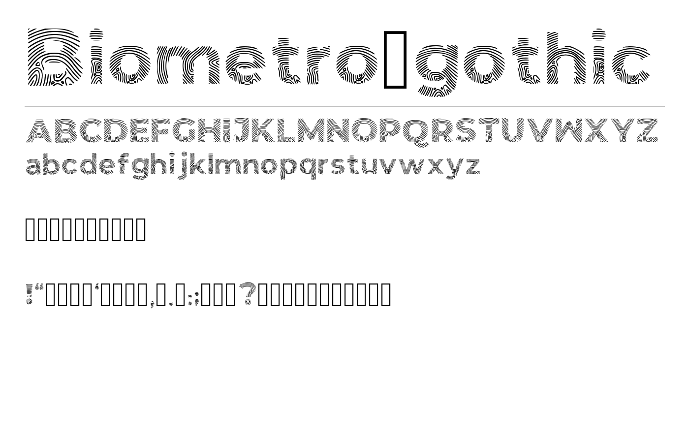 Biometro_gothic Font preview