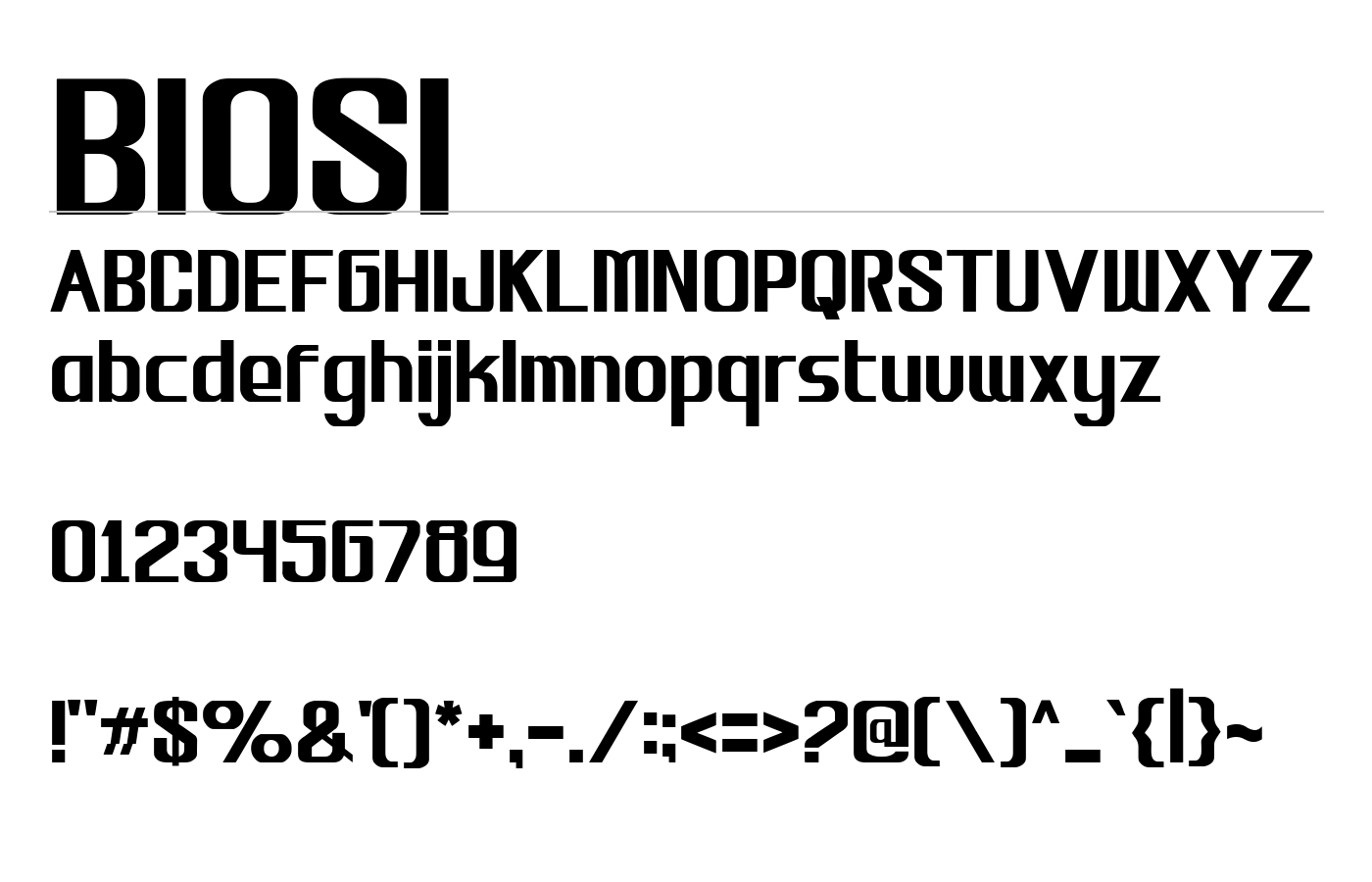 BIOSI Font preview