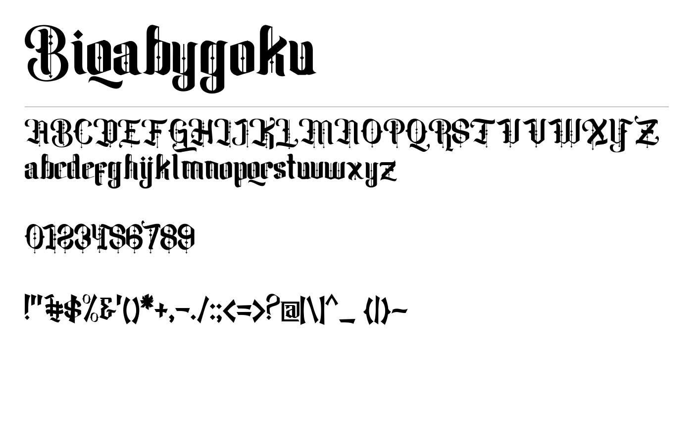 Biqabygoku Font preview