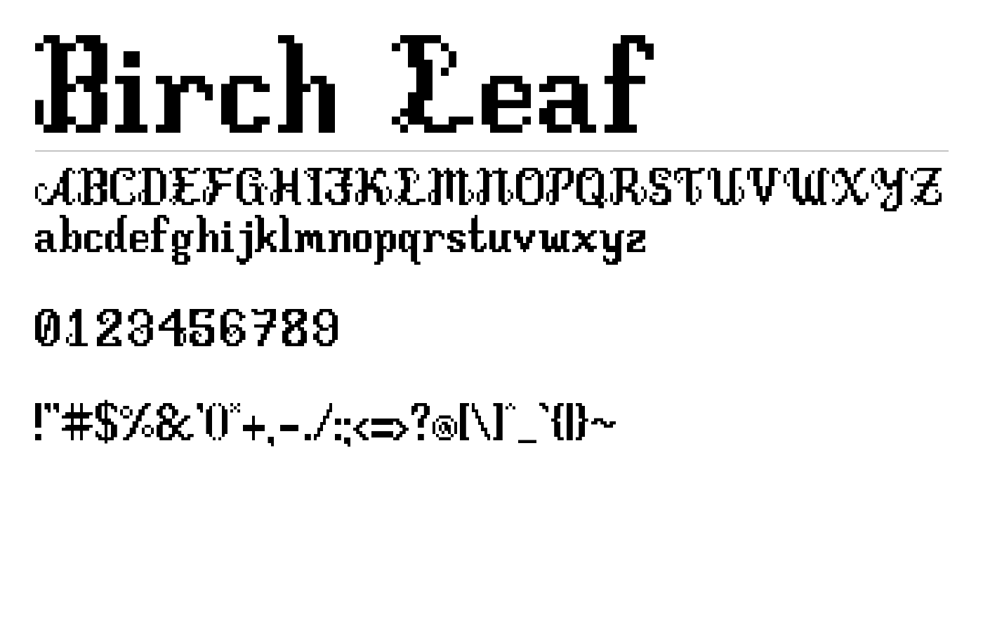 Birch Leaf Font preview