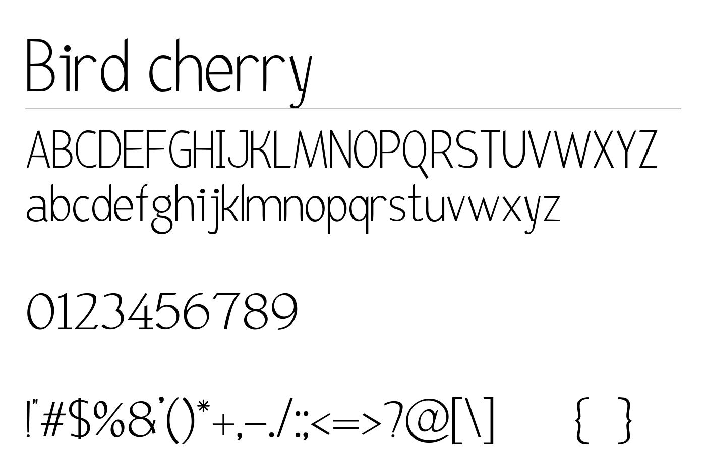 Bird cherry Font preview
