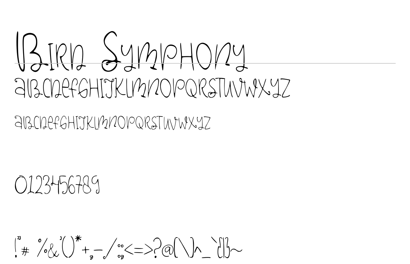 Bird Symphony Font preview