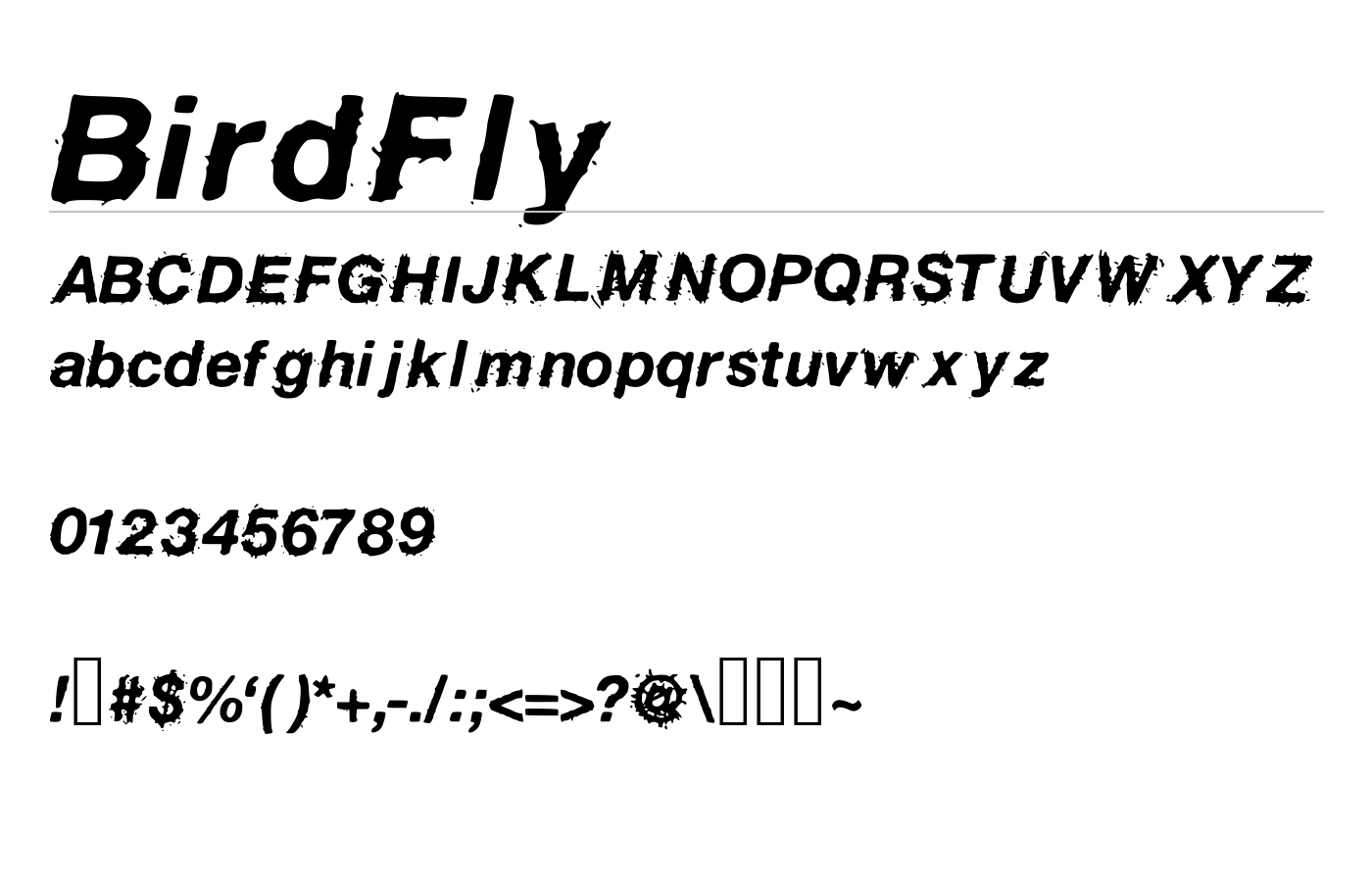 BirdFly Font preview